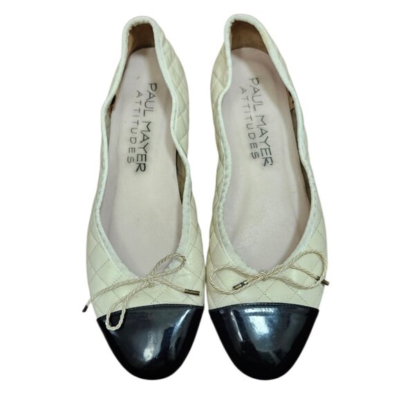 PAUL MAYER (ATTITUDES)-BLACK/BONE BALLET FLATS SIZE 8 B - Picture 3 of 12